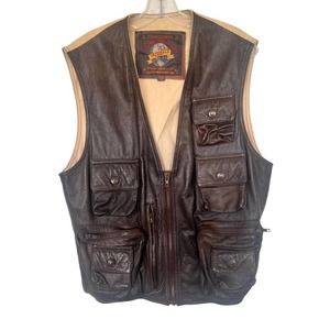 Wilson's Leather Adventure Bound Vintage Men's Brown Leather Vest Size S